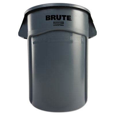 Rubbermaid® Commercial Vented Round Brute Container, 44 gal, Plastic, Gray