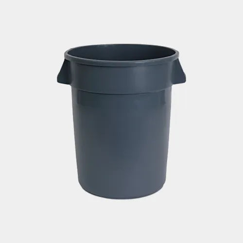 Boardwalk® Round Waste Receptacle, 32 gal, Linear-Low-Density Polyethylene, Gray