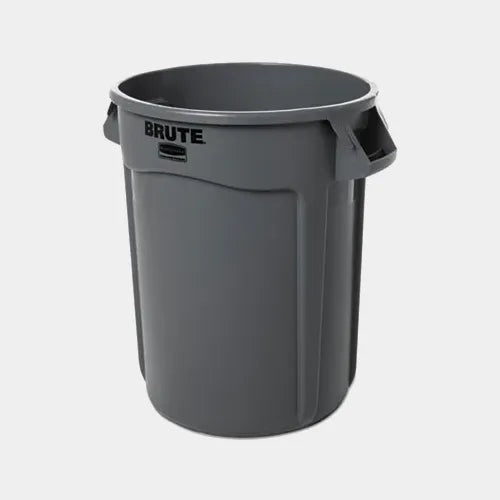 Rubbermaid® Commercial Vented Round Brute Container, 32 gal, Plastic, Gray