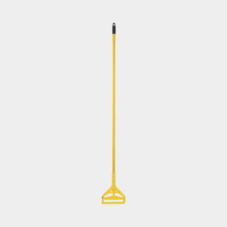 Boardwalk Quick Change Side-Latch Plastic Mop Head Handle, 60&quot; Aluminum Handle, Yellow