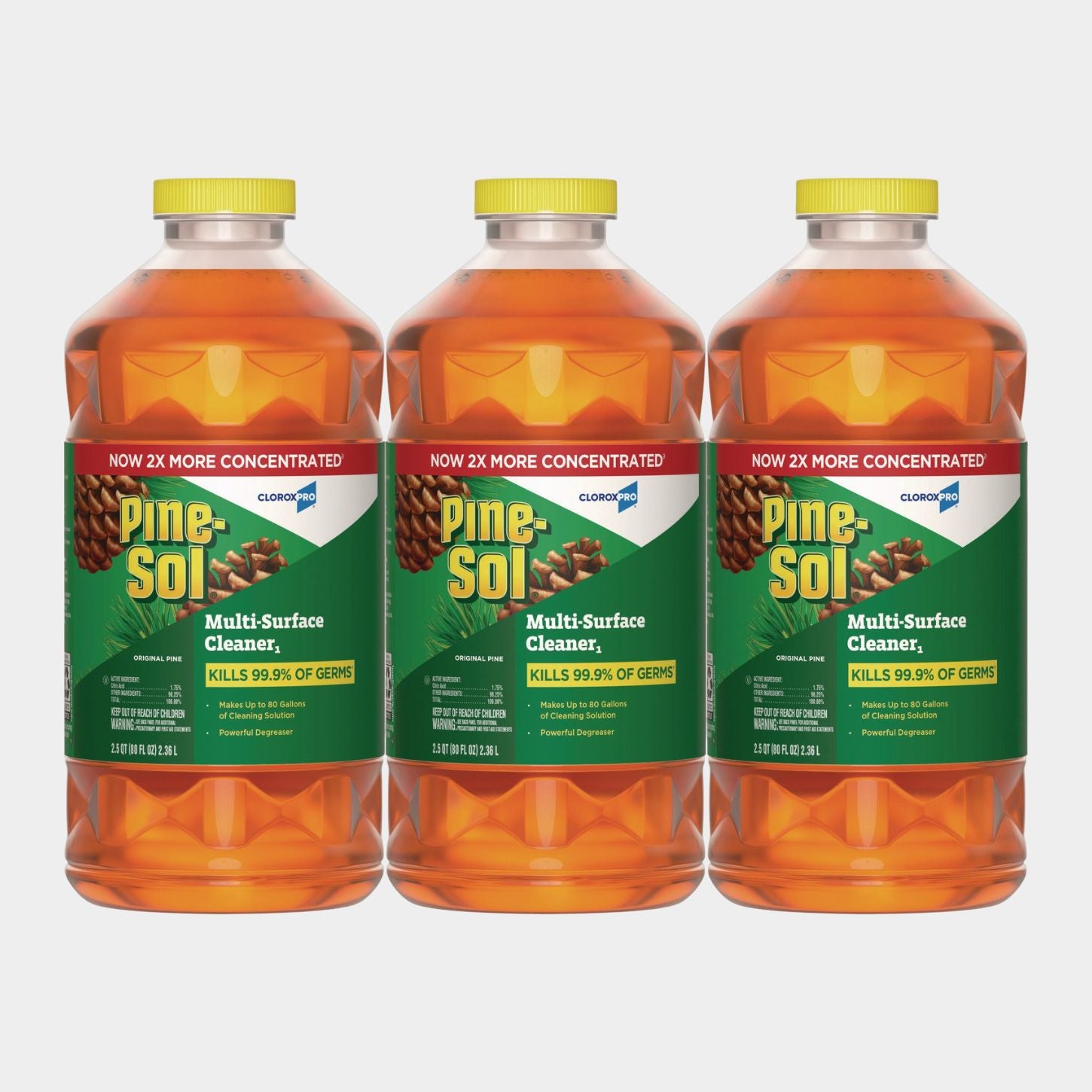 Pine-Sol CloroxPro Multi-Surface Cleaner Disinfectant, Concentrated, Original Pine Scent, 80 oz Bottle, 3/Carton