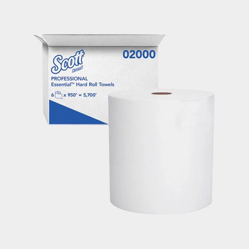Scott Essential High Capacity Hard Roll Towels for Business, Absorbency Pockets, 1-Ply, 8&quot; x 950 ft, 1.75&quot; Core, White, 6 Rolls/Carton