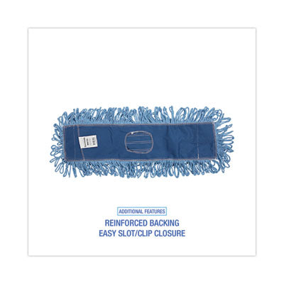 Boardwalk® Mop Head, Dust, Looped-End, Cotton/Synthetic Fibers, 24 x 5, Blue