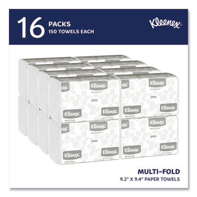 Kleenex® Multi-Fold Paper Towels, 1-Ply, 9.2 x 9.4, White, 150/Pack, 16 Packs/Carton